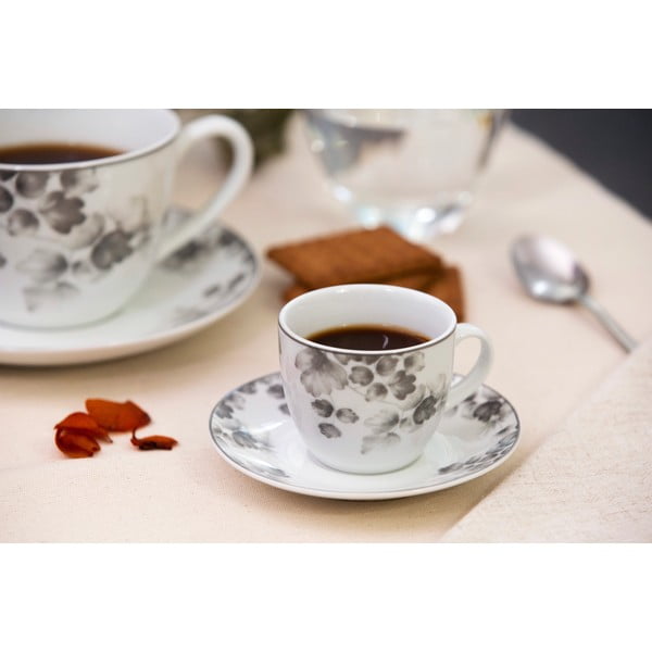 Bijele/svijetlo sive porculanske šalice u setu 6 kom Foliage gray – Villa Altachiara-image-1