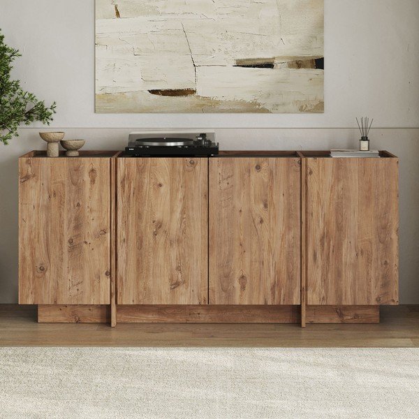 Komoda u dekoru bora s rupom za kabele u prirodnoj boji 180x80x45 cm Dorma – Kalune Design-image-1