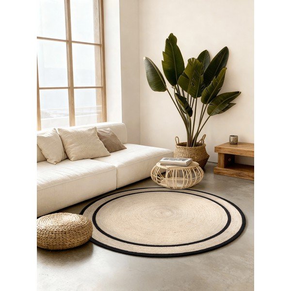 Ručno rađen juten okrugao tepih u svijetloj prirodnoj boji ø 150 cm Lina – Hanse Home-image-1