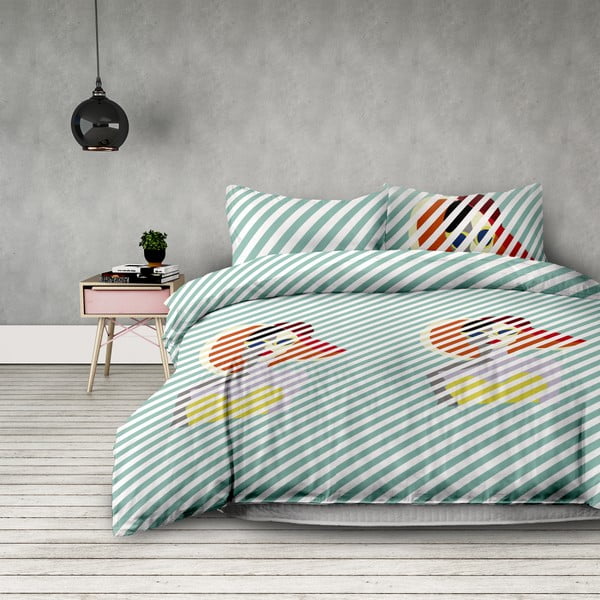 AmeliaHome Retro Girl prugasta posteljina od mikrovlakana za krevet za jednu osobu, 135 x 200 cm + 50 x 75 cm
