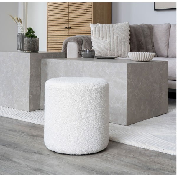 Bijeli tabure od bouclé tkanine Ejby – House Nordic-image-1
