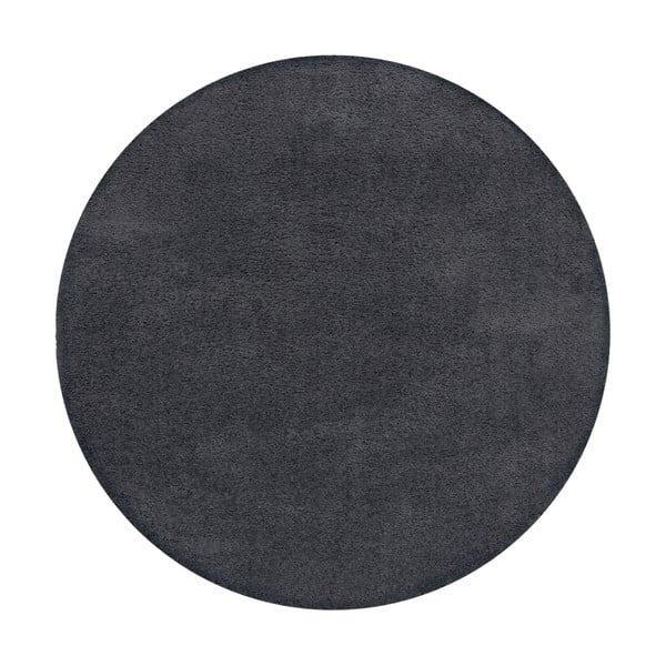 Tamno sivi perivi okrugao tepih od recikliranih vlakna 180x180 cm Fluffy – Flair Rugs