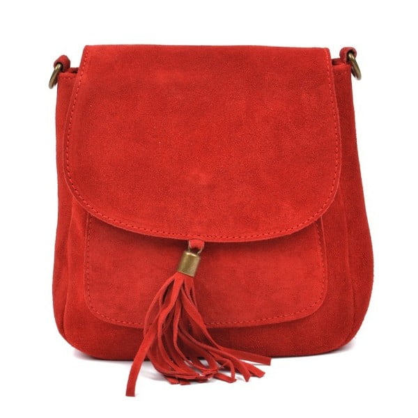 Crvena kožna torbica Anna Luchini Kaello