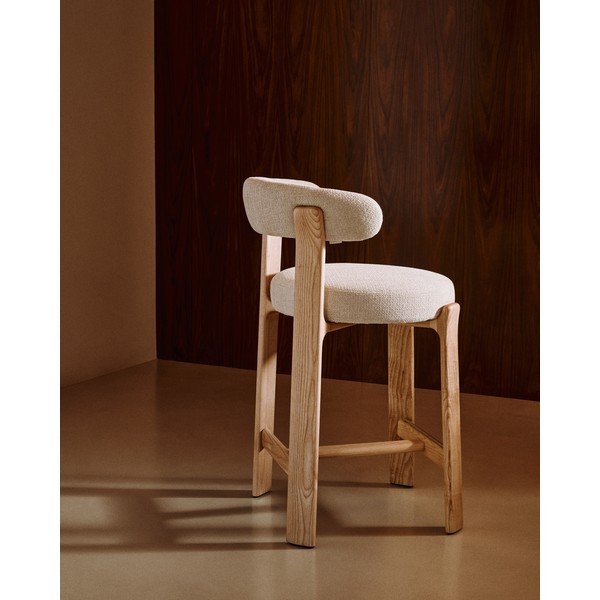 Bež/u svijetloj prirodnoj boji barska stolica od čvrste jeseni (visine sjedala 65 cm) Granite – Kave Home-image-1