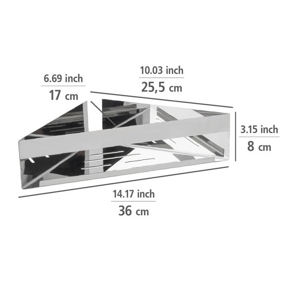 Samoljepljiva kupaonska polica od nehrđajućeg čelika kutna u sjajno srebrnoj boji Genova – Wenko-image-3