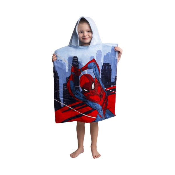 Crveni/plavi dječji pončo od frotira Spider-Man – Jerry Fabrics-image-1