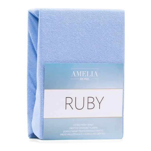 Svijetlo plava plahta s gumom od frotira 240x220 cm Ruby – AmeliaHome-image-2
