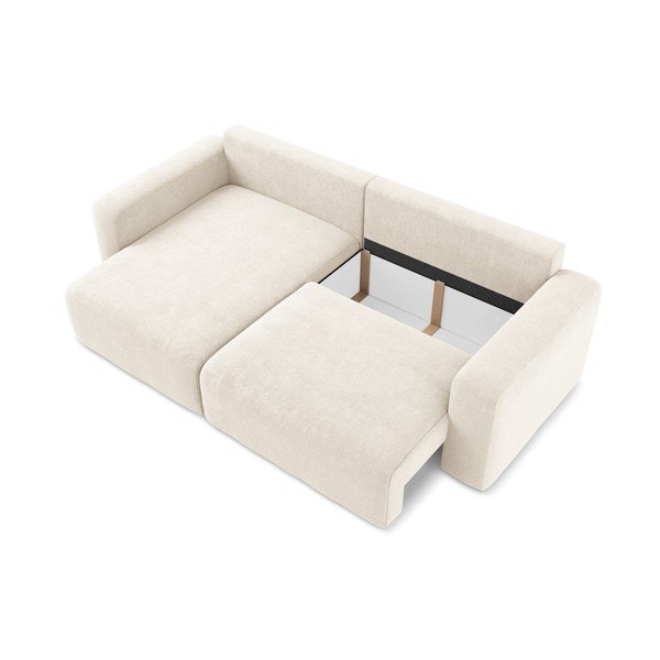 Krem sklopiva/s prostorom za odlaganje kutna garnitura od šenila (s lijevim kutom/s ležaljkom) Kona – Makamii-image-4