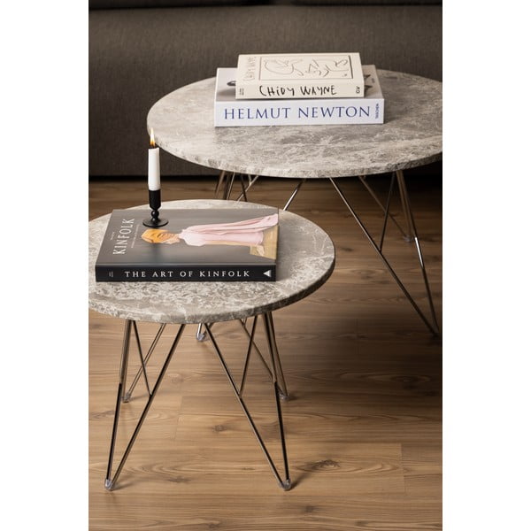 Sivi mramorni okrugli stolić za kavu ø 80 cm Prunus – Actona-image-1