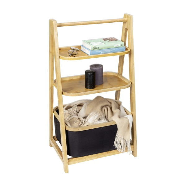 Crna/u prirodnoj boji od bambusa kupaonska polica 44x80 cm Ecori – Wenko-image-2