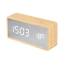 LED budilica u srebrnoj boji i dekor od svijetlog drveta Karlsson Mirror