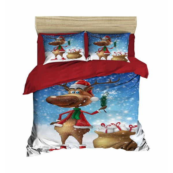Božićna posteljina za bračni krevet s Alessio plahtama, 160 x 220 cm
