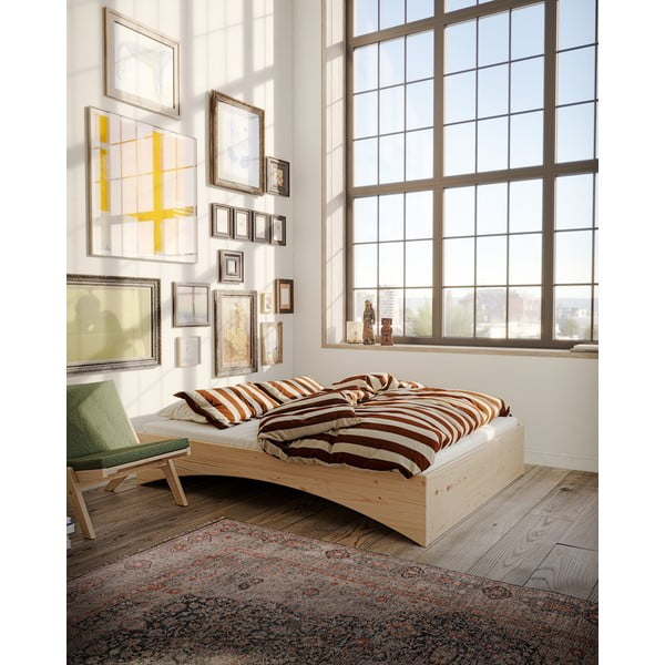 Bračni krevet od masivnog bora bez uzglavlja 160x200 cm u prirodnoj boji Orbit – Karup Design-image-1