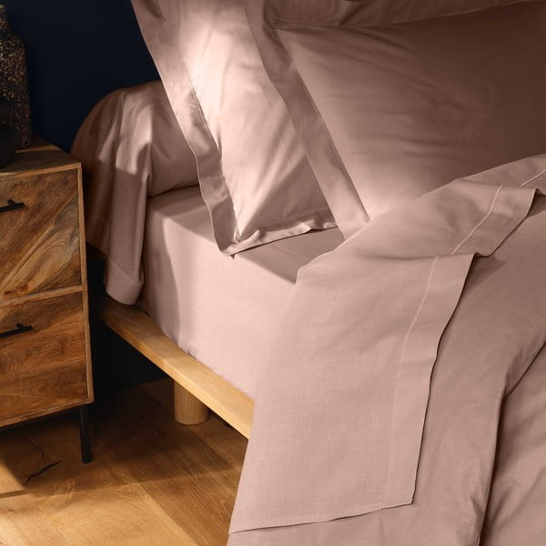 Ružičasta pamučna plahta s gumom 180x200 cm Lina – douceur d'intérieur-image-1