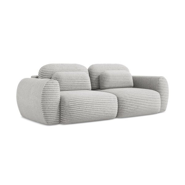 Svijetlo siva sklopiva/s prostorom za pohranu sofa od samta 266 cm Kini – Makamii-image-1