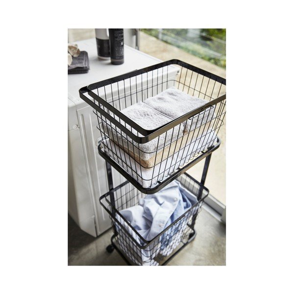 Crna kolica za košare za rublje YAMAZAKI Tower Laundry-image-2