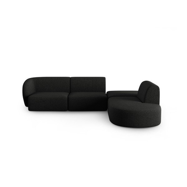 Crna kutna garnitura od šenila (s desnim kutom/u obliku slova L) Paolo – Milo Casa