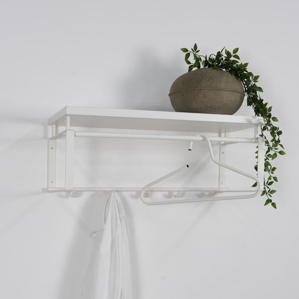 Bijela metalna zidna vješalica s policom 70 cm Rex – Spinder Design-image-4