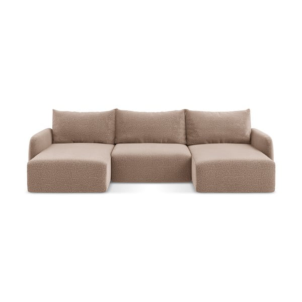 Svjetlo smeđa sklopiva/s prostorom za odlaganje kutna garnitura Kalena – Makamii