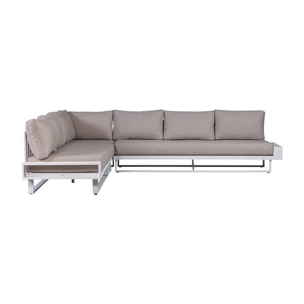 Bijela/siva vrtna sofa aluminijska (s lijevim kutom) Flint – Exotan