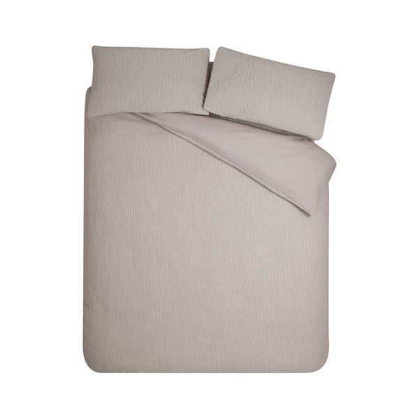 Svjetlo smeđa posteljina za bračni krevet/za produženi krevet od krepa 230x220 cm Crinkle Seersucker – Catherine Lansfield