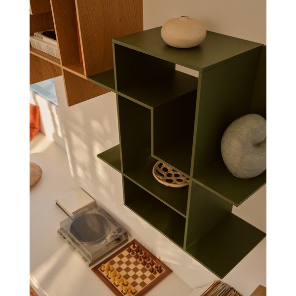 Zeleni modularni sustav polica 80x80x25 cm Ina – Kave Home-image-3
