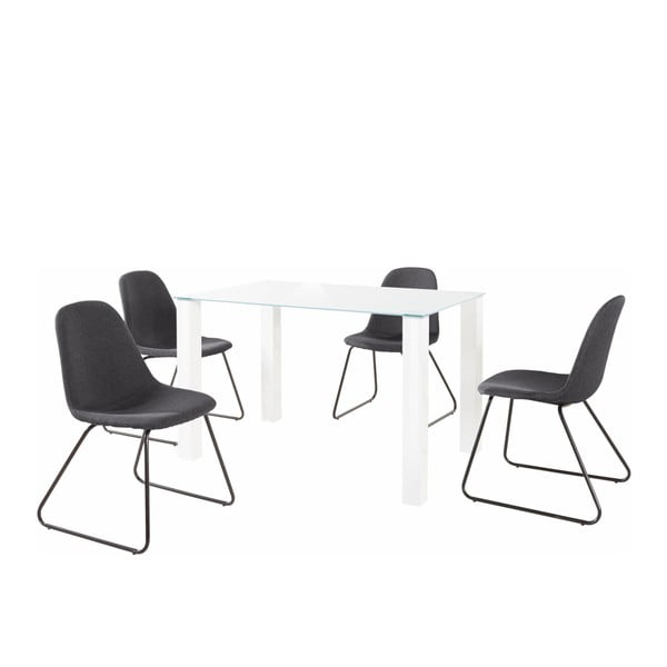Garnitura bijelog stola za blagovanje i 4 antracit blagovaonske stolice Støraa Dante Colombo