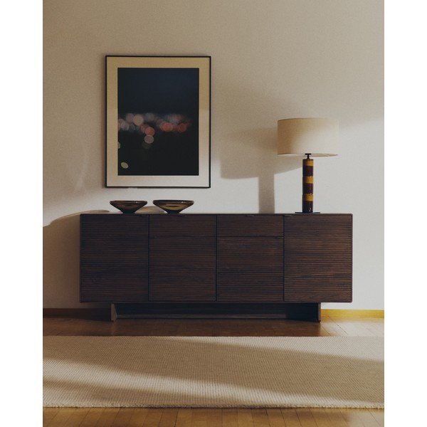 Tamno smeđa komoda u dekoru oraha 194,5x78x45 cm Norlen – Kave Home-image-1