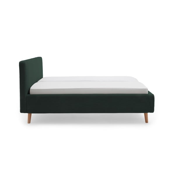 Tamno zeleni tapecirani bračni krevet s prostorom za odlaganje s podnicom 160x200 cm Mattis Cord – Meise Möbel-image-3