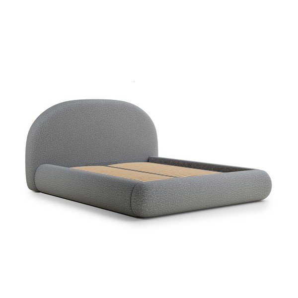 Sivi tapecirani bračni krevet s prostorom za odlaganje s podnicom 140x200 cm Maumere – Maison de Rêve