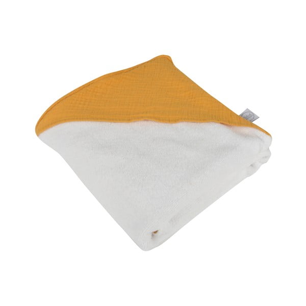 Žuti  dječji ručnik s kapuljačom od muslina 75x75 cm – Bébé Douceur