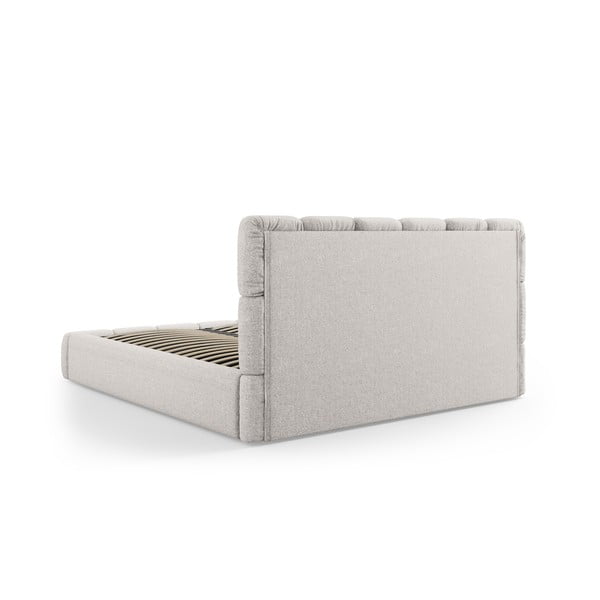 Svijetlo sivi tapecirani bračni krevet s prostorom za pohranu s podnicom 140x200 cm Bellis – Micadoni Home-image-4