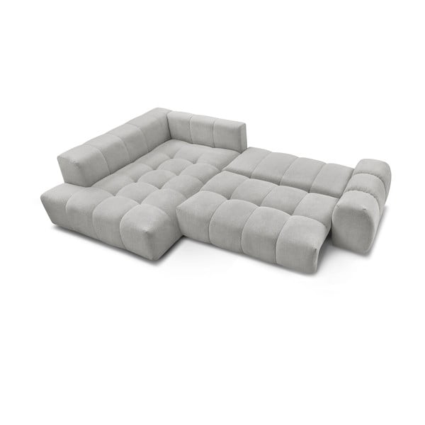 Svijetlo siva sklopiva/s prostorom za odlaganje kutna garnitura od šenila (s lijevim kutom/u obliku slova L) Everest – Bobochic Paris-image-4