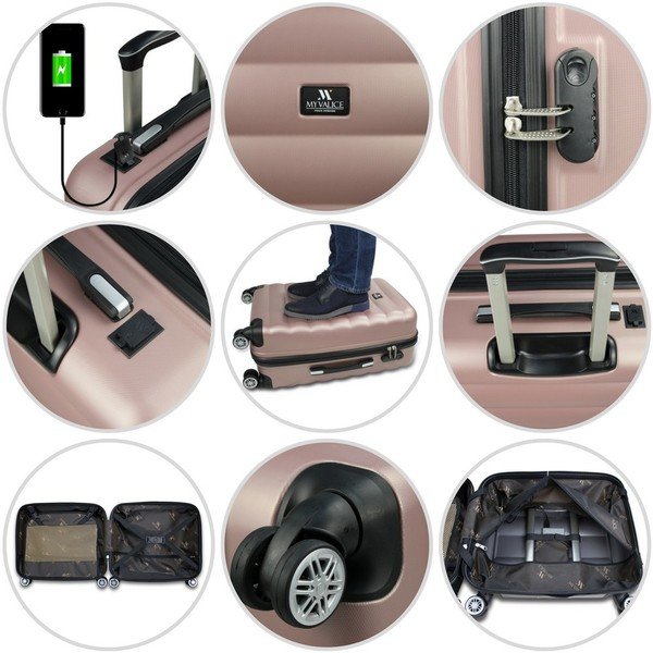 Zeleni putni kovčeg na kotačima s USB priključkom My Valice COLORS RESSNO Cabin Suitcase-image-4