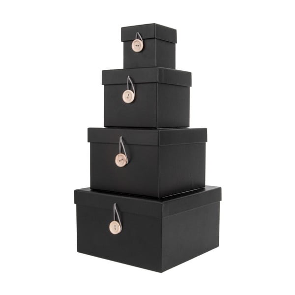 Set od 4 crne kutije za pohranu s poklopcem PT LIVING Uniform