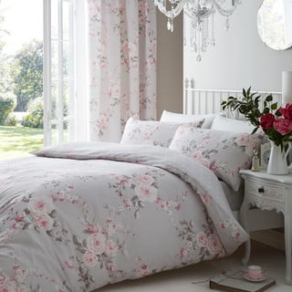 Siva posteljina za bračni krevet/za produženi krevet 230x220 cm Canterbury Floral – Catherine Lansfield