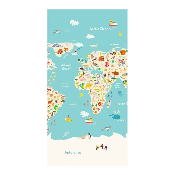 Ručnik za plažu s tiskom Good Morning Worldmap, 150 x 75 cm