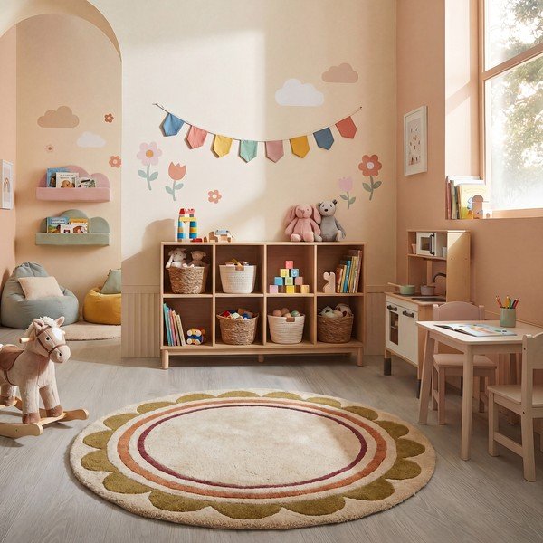 Ručno rađen vunen okrugao tepih u prirodnoj boji ø 120 cm Lois – Flair Rugs-image-2