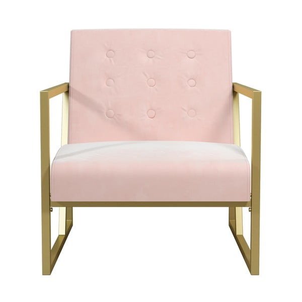Ružičasta fotelja s baršunastom površinom CosmoLiving by Cosmopolitan Lexington