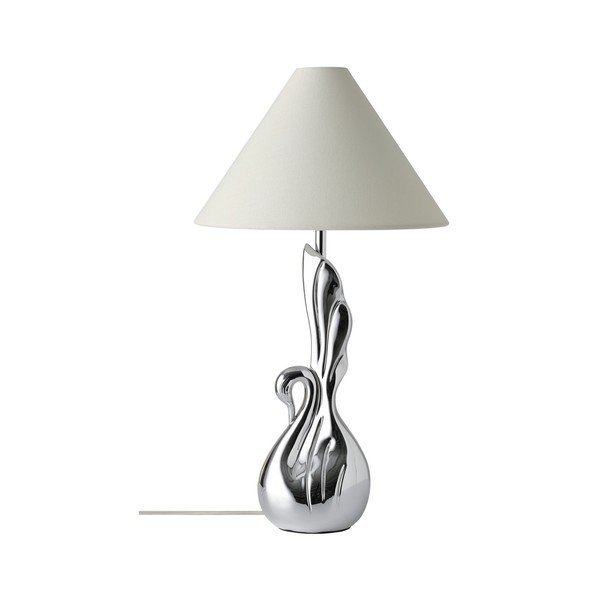 Bijela/u srebrnoj boji stolna lampa od polyresina (visina 53 cm) Swan – Ellos Home-image-3