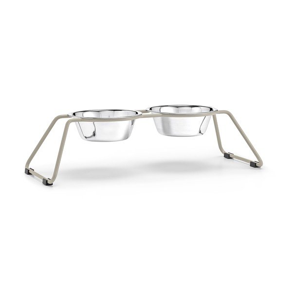 Set posuda s postoljem od nehrđajućeg čelika za pse Cena Greige M – MiaCara