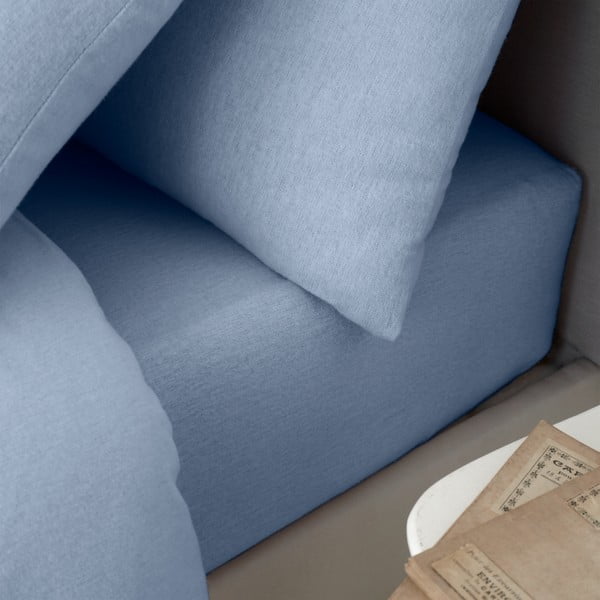 Svijetlo plava flanelska plahta s gumom 90x190 cm Brushed – Catherine Lansfield-image-1