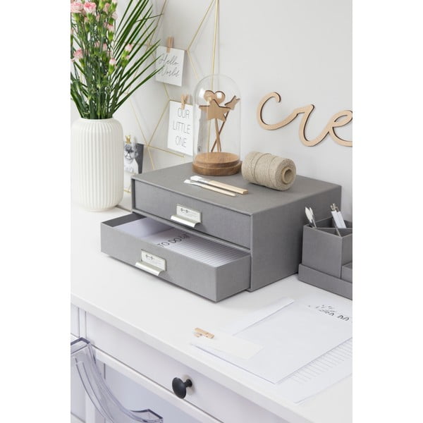 Siva dvoetažna ladica za dokumente Bigso Box of Sweden Birger, 33 x 25,5 cm-image-2