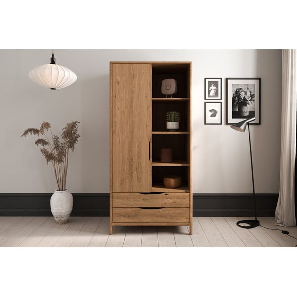 Ormar od punog hrasta u prirodnoj boji 90x188 cm Twig – The Beds-image-3