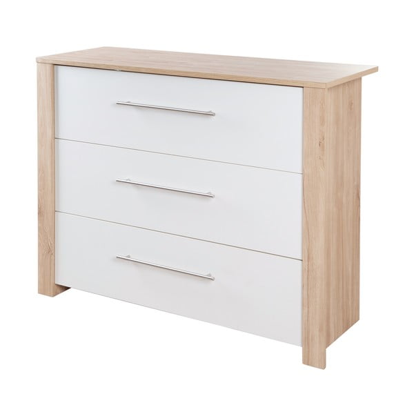 Bijela/u prirodnoj boji niska dječja komoda u dekoru hrasta s promjenjivim stolom 112x98 cm – Roba-image-2