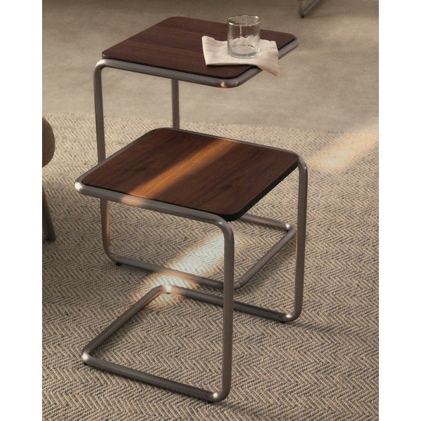 Pomoćni stol u dekoru oraha 42x42 cm Tarsel – Kave Home-image-1