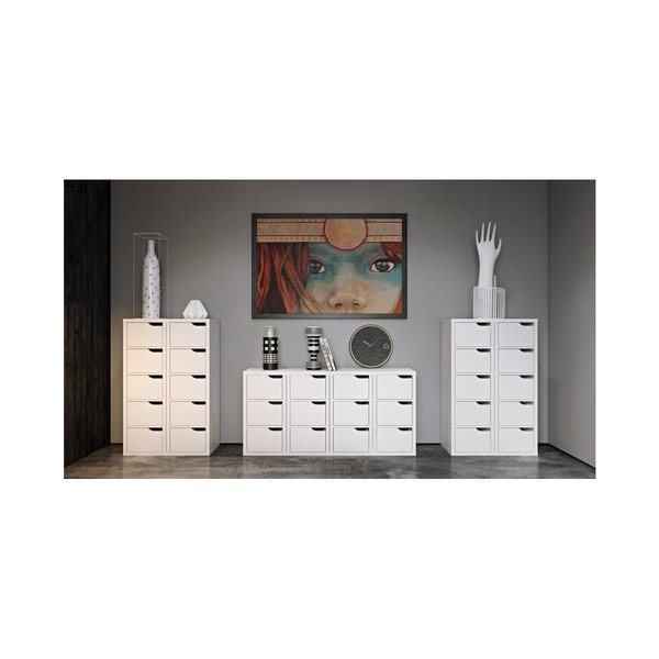 Bijela komoda s 5 TemaHome Basic ladica-image-1