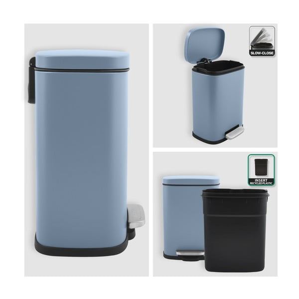 Svijetlo plava željezna kanta za smeće s pedalom 5 l   Akira – Spirella-image-2