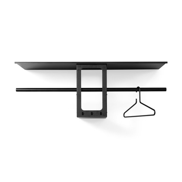 Crna željezna zidna vješalica s policom 100 cm Luno Small – Spinder Design-image-2