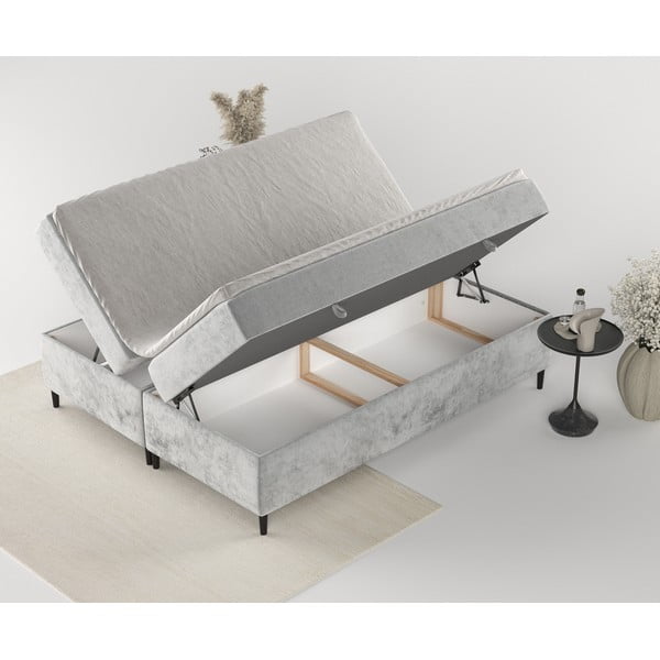 Sivi boxspring krevet s prostorom za pohranu 180x200 cm Araya – Maison de Rêve-image-4